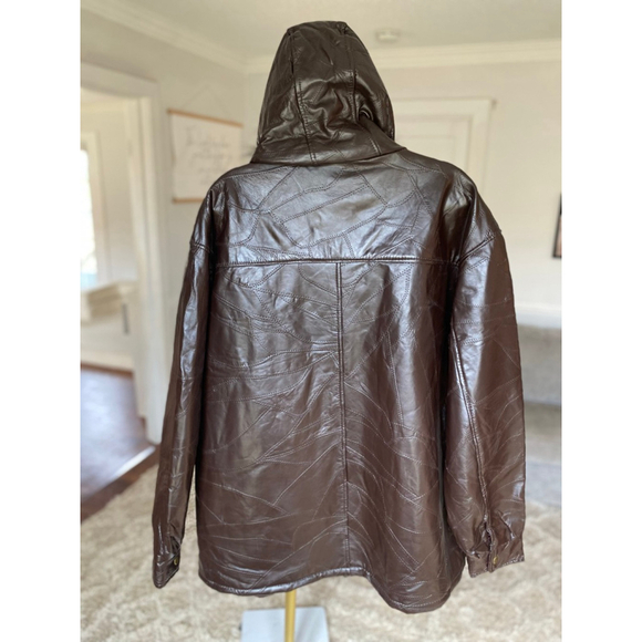 Stag Hill Haband Leather Coat Hooded Faux Fur Trim Brown 2XL Winter Boho Scandi - Picture 3 of 11